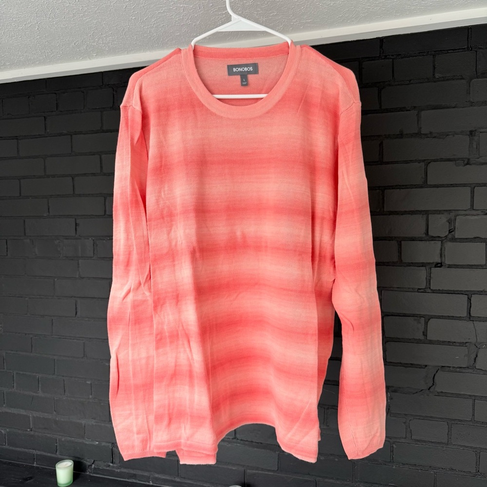[NWT] Bonobos lightweight crewneck sweater, pastel orange/salmon, large